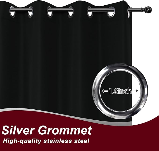 HolidayIdeas Grommet Outdoor Curtains for Patio Waterproof 8 Pcs All Weather Balcony Black Outside Curtains for Apartments, Gazebo, Pergolas, Porch, 54x84 Inch HolidayIdeas