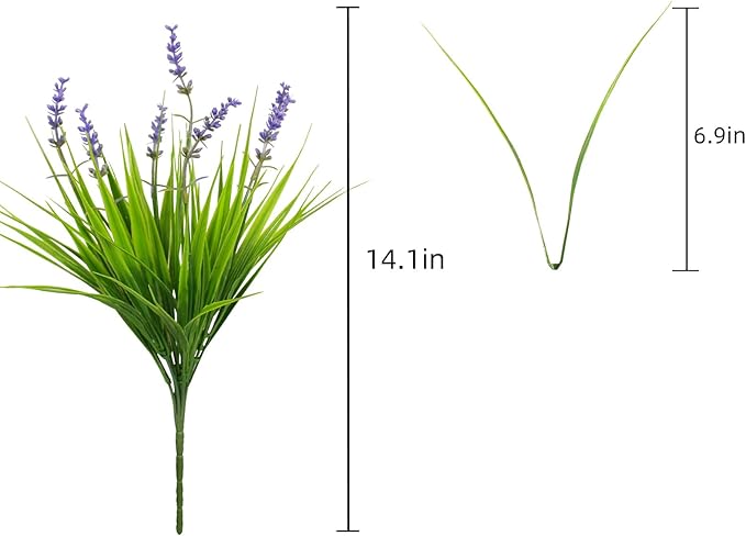 alyptus Artificial Flowers for Outdoors 24 Bundles Fake Monkey Grass Plants Outdoor Plastic Purple Flower Outside Green Leaf Decoration for Patio Pot Décor (24 Bundle Purple Flowers) ALYPTUS