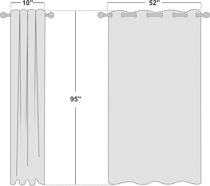 NICETOWN White Room Darkening Curtain 95 inches Long for Living Room - (50% Blackout) Grommet Top Thermal Insulated Window Treatment Sound Reducing Drape for Bedroom (1 Panel, W52 x L95) NICETOWN