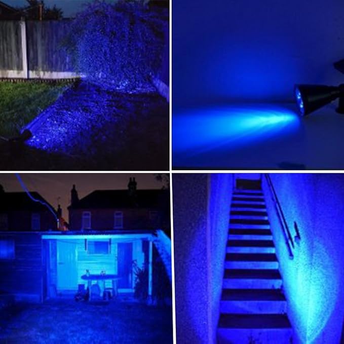 T-SUN Blue Solar Spotlights, Outdoor Waterproof Auto ON/Off Adjustable Garden Pond Lights for Tree, Patio, Yard, Driveway, Stairs, Pool Area T-SUN