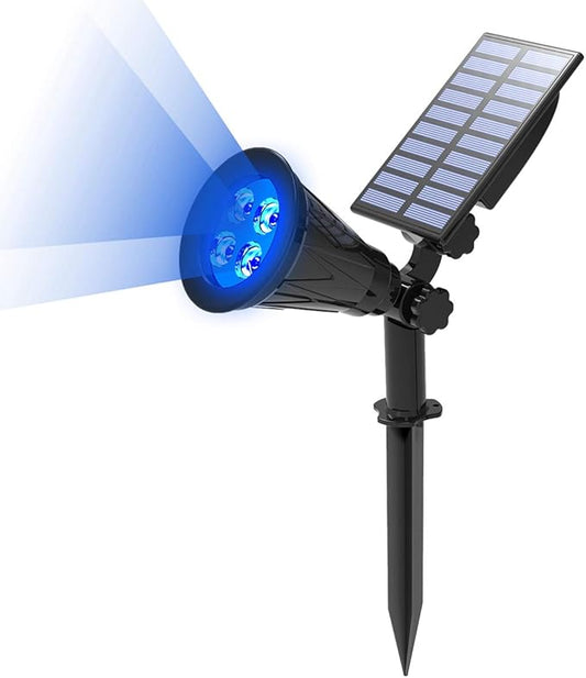 T-SUN Blue Solar Spotlights, Outdoor Waterproof Auto ON/Off Adjustable Garden Pond Lights for Tree, Patio, Yard, Driveway, Stairs, Pool Area T-SUN