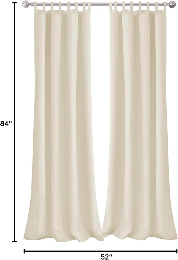 Elrene Home Fashions Matine Weatherproof Tab-Top Indoor/Outdoor Solid Color Curtain Panel for Porch, Pergola, Patio, Deck, 52”W x 84”L, Ivory ElreneHomeFashions