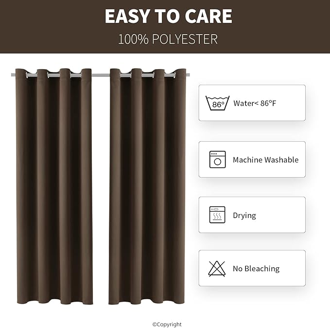 Outdoor Indoor Curtains W52 x L108 for Patio - Weather-resistant Window Panels Privacy Protect Grommet Top Thermal Insulated Home Curtain for Porch Pergola Lawn Garden Hot Tub Area (2 Panels) DivaenCamino