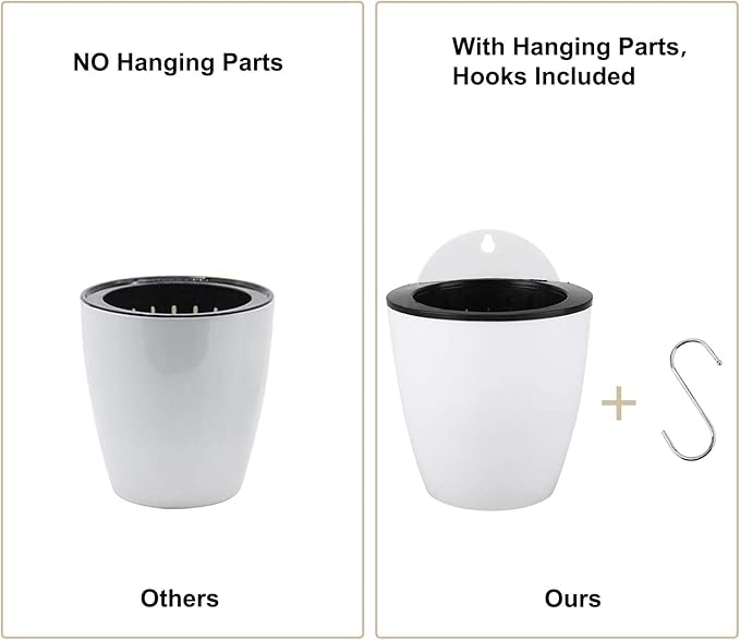 Homend 7 Pack Self Watering Hanging Planters, L Size, Suitable for Indoor or Outdoor Use, Durable and Great for Gifting DasMarine
