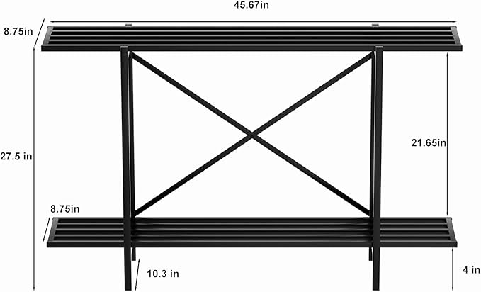 Zhongma 2 Tier Metal Sturdy Heavy Plant Stand, Narrow Plant Stand Indoor and Outdoor, L45.67 x W10.3 x H27.5 inch, 440 LBS Capacity & Heavy Duty Construction. … Zhongma