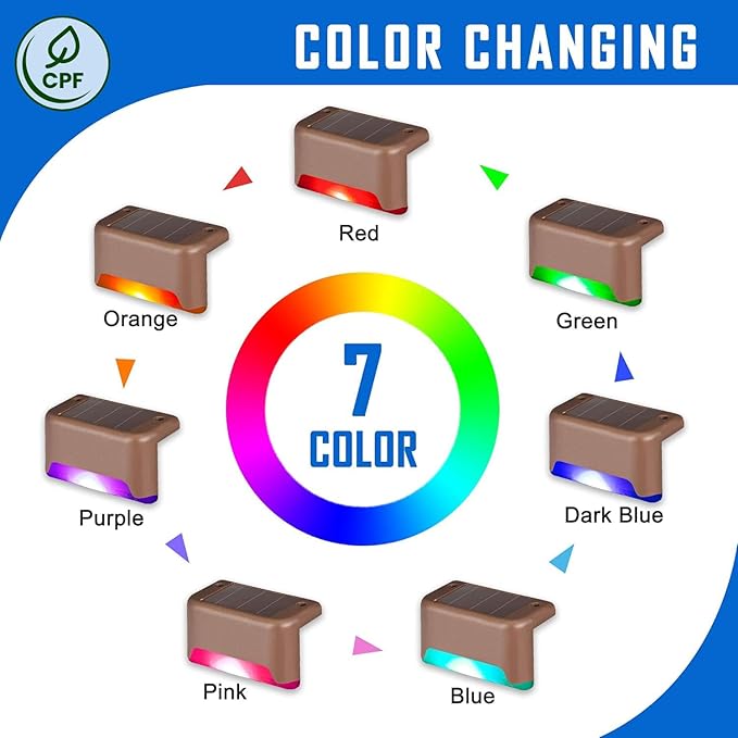 SOLPEX Color Changing Solar Deck Lights, 16 Pack Waterproof LED Lights for Decks,Stairs,Fences,Yards and Patios Solpex