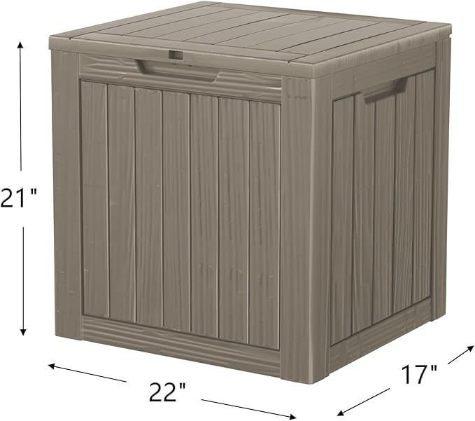 TARKARI 35 Gallon Lockable Resin Deck Box, Waterproof & UV-Resistant Outdoor Storage Box for Outdoor Cushion Storage, Garden Tools & Pool Accessories Storage, Gray Home