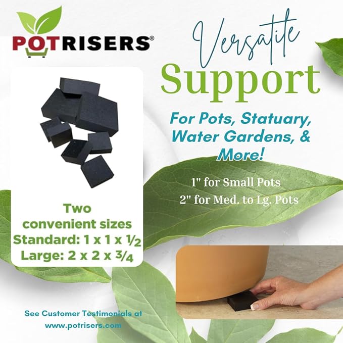 (Standard Size -32 Pack) - Invisible Pot Feet to Elevate up to 8 Flower Plant Planters or Statues | Perfect for Patios, Decks, Gardens, and Greenhouses - Made in the USA POTRISERS