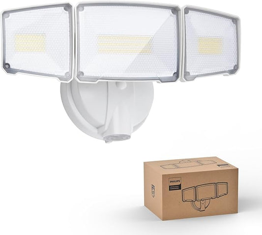 Philips 72W 7400LM LED Flood Lights Outdoor, Dusk to Dawn Aluminum Security Lights, 3 Adjustable Heads, Wall Mount, 5000K Daylight, Waterproof for Yard, Garage PhilipsLightingLED