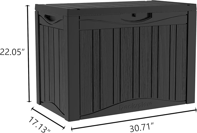 TARKARI 50 Gallon Lockable Resin Deck Box, Waterproof & UV-Resistant Outdoor Storage Box for Outdoor Cushion Storage, Garden Tools & Pool Accessories Storage, Black Home