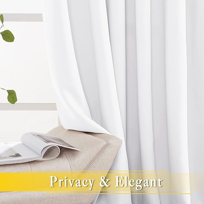 NICETOWN White Sliding Door Curtain for Bedroom, Grommet Thermal Insulated Extra Wide Solid Blackout Window Curtain & Drape for Patio Door/Living Room (1 Panel, Pure White, W80 x L90) NICETOWN