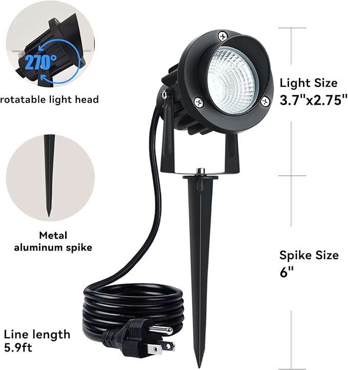 10W Dusk to Dawn Led Light 120V 3000K 1000lm Warm White Landscape Outdoor Spotlights with Photocell Sensor IP65 Waterproof Spot Lights for Yard Flag Garden Tree Fulanzaren
