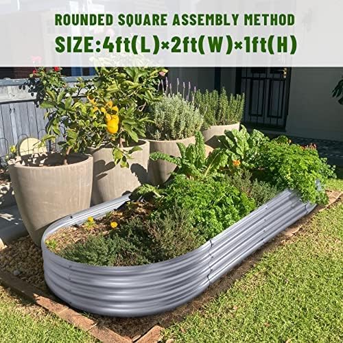 Land Guard 2Pcs Galvanized Raised Garden Bed Kit, Galvanized Planter Oval Large Metal Raised Garden Boxes Outdoor for Vegetables… LandGuard