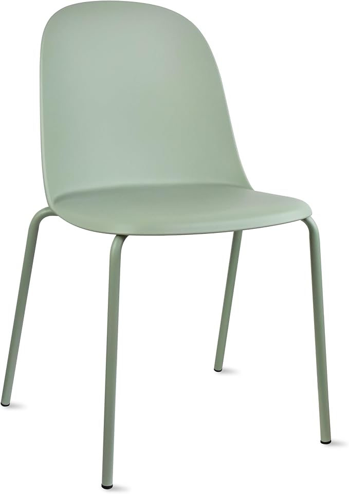 2xhome Modern Stackable Armless Dining Chair | Plastic Shell Seat with Metal Legs | Indoor or Outdoor Use | Home Kitchen Patio (1, Green, No Padding) 2xhome