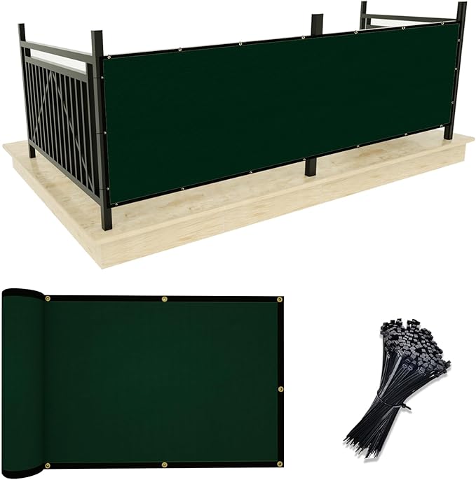 UPGRADE Privacy Screen 3' x 10' Fence Commercial Shade Cover with Brass Grommets Heavy Duty Perfect for Outdoor Back Yard, Dark Green, Customizable UPGRADE