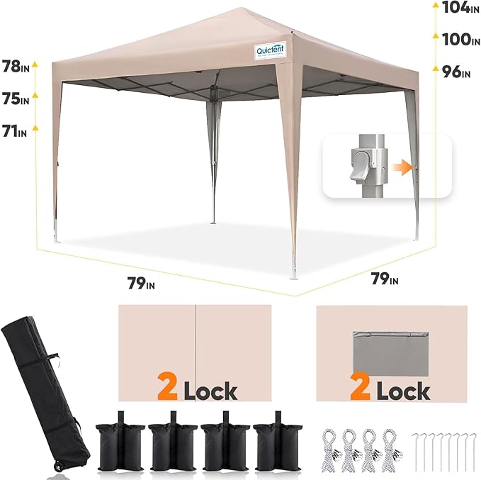 Quictent Privacy 6.6x6.6 Pop up Canopy Tent with Sidewalls and Roll-up Ventilated Windows, One Person Easy Setup, Outdoor Commercial Gazebo Shelter Enclosed Waterproof, Bonus 4 Sandbags QUICTENT