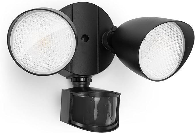 LUTEC 32W 3500 Lumen LED Security Lights Motion Sensor Light Outdoor, 5000K Daylight, IP65 Waterproof, Dusk to Dawn, Hardwired Motion Detector Flood Light for Garage, Yard, Porch-Black LUTEC