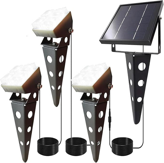 Solar Spot Lights Outdoor Waterproof IP65 Landscape Spotlights with Metal Stake 42ft Cable 3-in-1 Cool White Auto On/Off Dusk to Dawn Uplights for Flag Pole Trees Garden Yard Landscape Downlight Sunlife