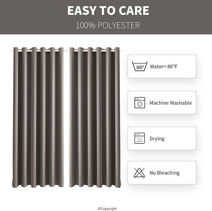DIVA EN CAMINO DEC Outdoor Patio Curtain Waterproof Darkening Thermal Insulated Indoor Curtains for Bedroom, Porch, Living Room, Pergola, Cabana, W84 x L108, Taupe, Set of 2 Panels DivaenCamino