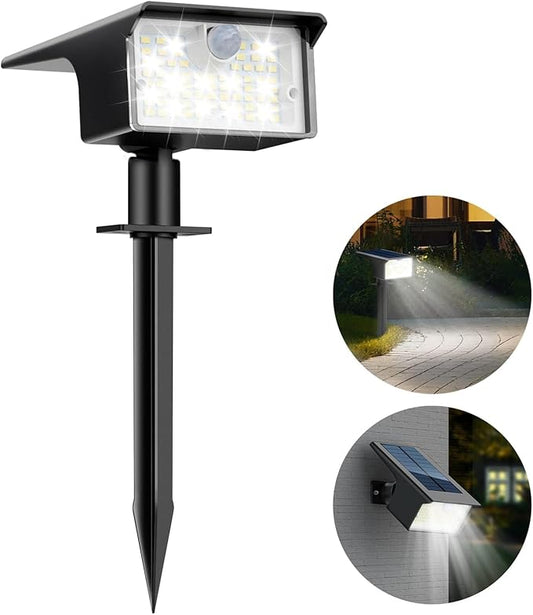 Nipify Solar Spot Lights, 3 Modes 62LED Outdoor Motion Sensor, Waterproof 2-in-1 Solar Landscape Lighting LED Garden Lights for Outside Yard Wall Pathway Walkway, 1 Pack Nipify