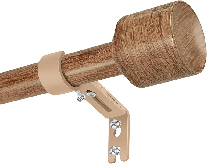 1” Diameter Curtain Rods Itself is 30 to 144 inch 1 Pack Fit 30-142 inch, 66 to 120 inch Window with Heavy Duty Adjustable Rod Matte Wood Grain Splicing Metal Extra Long Curtain Rod for Windows Rootora