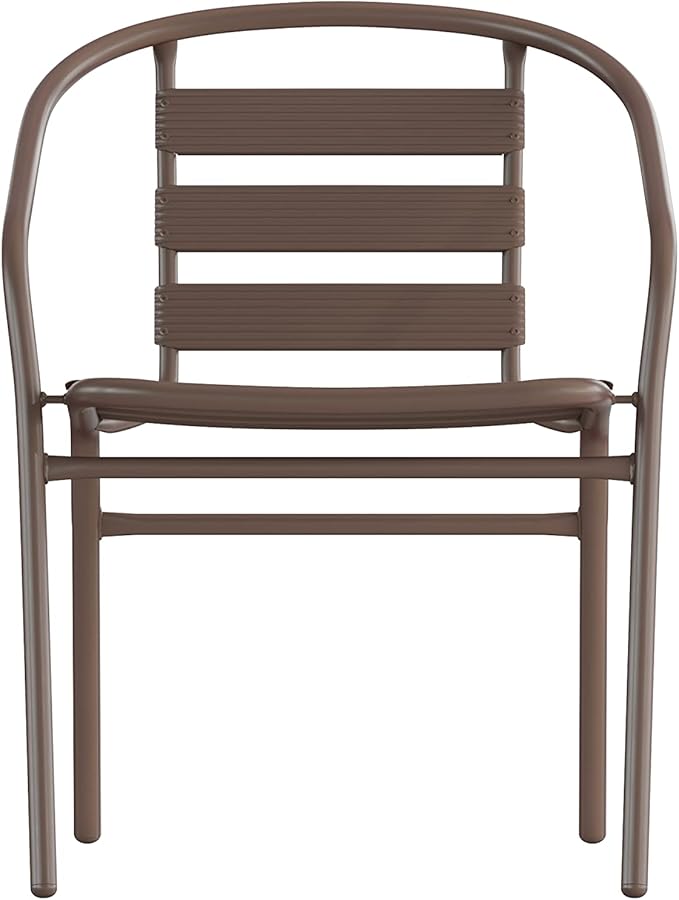 Flash Furniture Lila Bronze Metal Restaurant Stack Chair with Metal Slats FlashFurniture