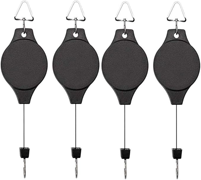 4 Pack Plant Hook Pulley, Retractable Plant Hanger Easy Reach Hanging Flower Basket for Garden Baskets Pots and Birds Feeder Hang High up and Pull Down to Water Or Feed Lythor