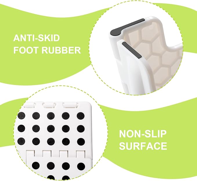 Delxo 9 Inch Folding Step Stool for Kids and Adults,15-Inch Extra Wide Height Large Platform Heavy Duty Stepping Stool More Safe and Comfortable Non Slip Foldable Step Stool White Delxo
