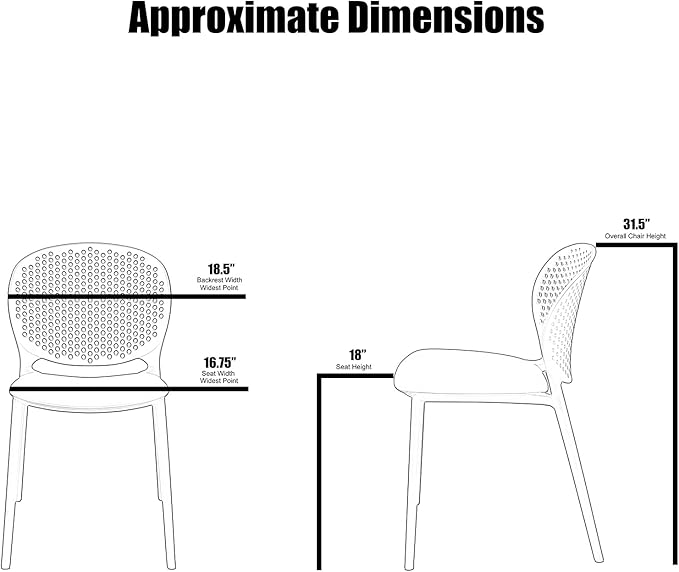 2xhome Patio Dining Chair | Modern Stackable Outdoor Pool Side Chair | Weather Resistant Plastic for Yard, Porch, Balcony, Kitchen, Gray, Single, Set of 1 2xhome