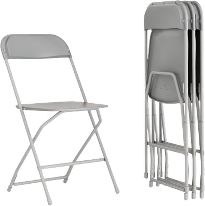 Flash Furniture Hercules Series Plastic Folding Chair - Grey - 4 Pack 650LB Weight Capacity Comfortable Event Chair-Lightweight Folding Chair FlashFurniture