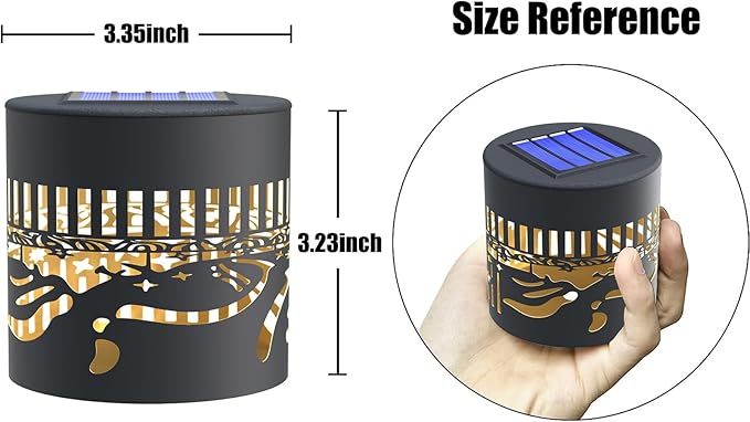 4 Pack Solar Fence Lights Metal Solar Powered Outdoor Wall Deck Step Lights Sun Moon Theme Waterproof Fence Light for Garden Post Patio Backyard Yard Decor, Gardening Gifts for Women Mom Grandma gardencave