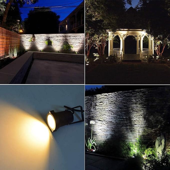 Romwish LED Landscape Spotlights, 10W Outdoor Spotlights for Yard, 3000K Warm White, 120V AC Spot Light with Ground Spike, Waterproof Landscape Lighting for House Garden Lawn Decorative (12Pack/10W) ROMWISH