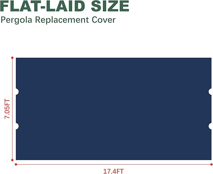 85''x 208'' Universal Doubleton Steel Pergola Replacement Cover for Pergola L-PG080PST, (Navy Blue) Rootora