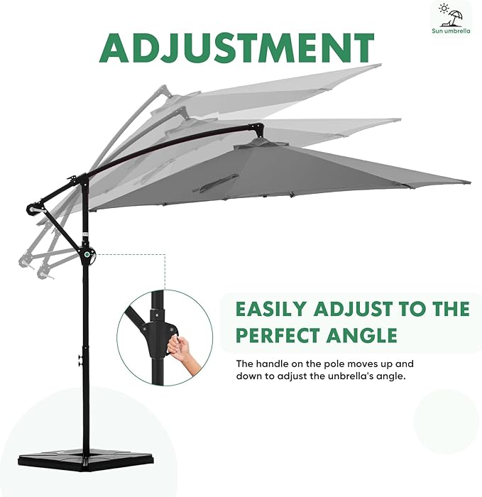 NEWBULIG 10FT Patio Umbrella, Offset Cantilever Outdoor Patio Table Umbrella, UV Protection, Fade Resistant Fabric, Easy Tilt Adjustment for Pool, Deck, Garden, Backyard NEWBULIG