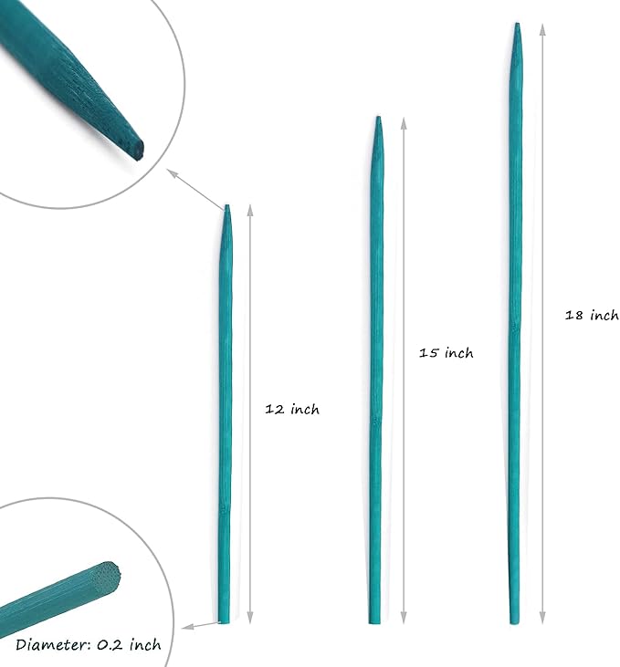 Garden Wood Plant Stakes Green Bamboo Sticks,HAINANSTRY Sturdy Floral Plant Support Stakes Wooden,Wooden Sign Posting Garden Sticks(25 Pack 12 Inches) HAINANSTRY