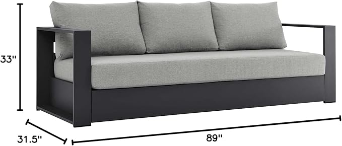Modway Tahoe Aluminum Outdoor Patio Sofa in Gray Gray Modway