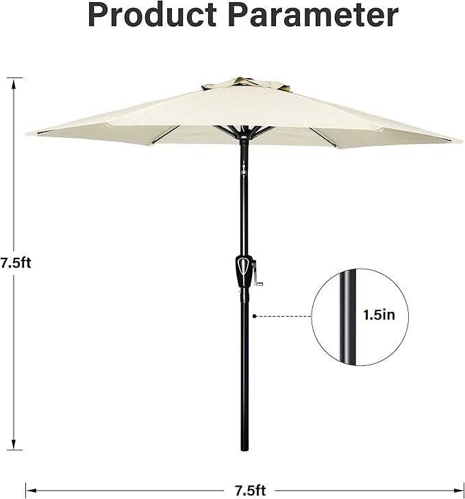 Simple Deluxe 9' Patio Umbrella Outdoor Table Market Yard Umbrella with Push Button Tilt/Crank SimpleDeluxe