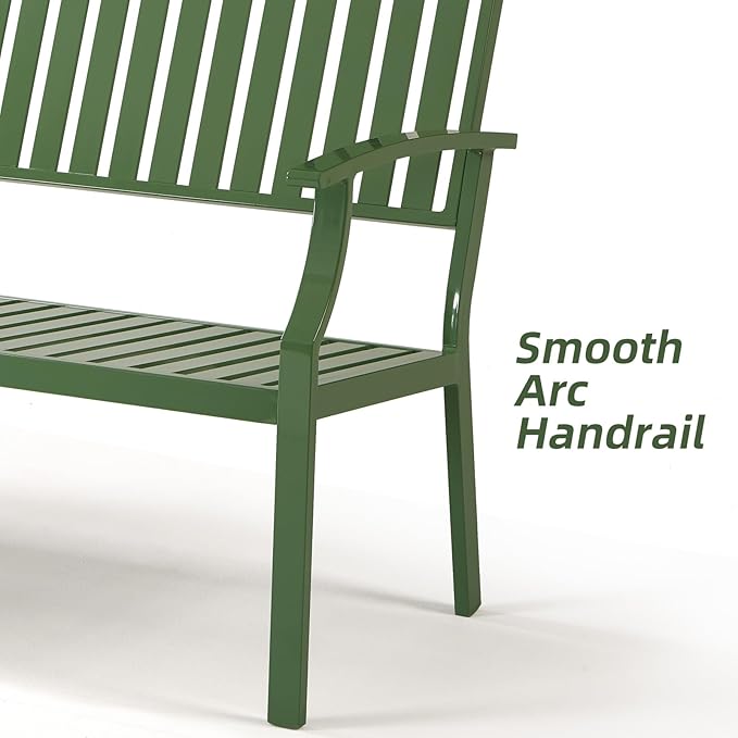 Outdoor Bench Weatherproof Aluminum Patio Garden Bench, Patio Loveseat for Porch Garden Lawn Backyard Park Balcony (Green) Eongdn