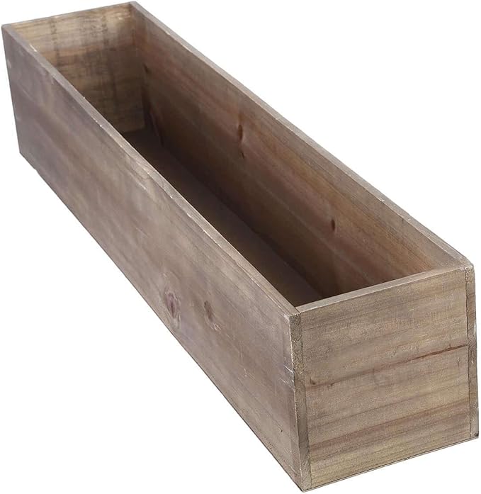 Efavormart 30"x6" Natural Wood Planter Box with Plastic Liner, DIY Rustic Rectangle Wooden Box for Succulents, Long Wedding Table Centerpieces and Farmhouse Party Decor efavormart