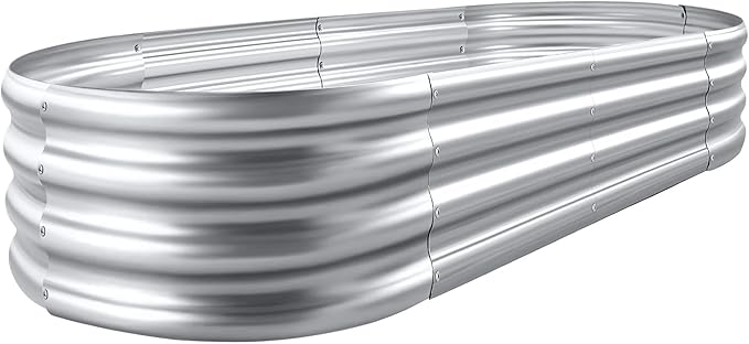 Land Guard Galvanized Raised Garden Bed Kit, 6×3×1ft Raised Garden Boxes Outdoor, Oval Metal Raised Garden Beds for Vegetables... LandGuard