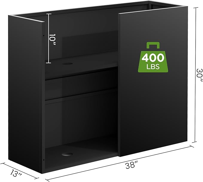 Tall Metal Planter for Outdoor Plants,38"Lx13"Wx30"H All-Weather Durable Plant Box,Large Rectangular Planter with Drainage Holes & Removable Shelf,Modern Decor for Tall Small Plants, Trees, Flowers CONGFUTT
