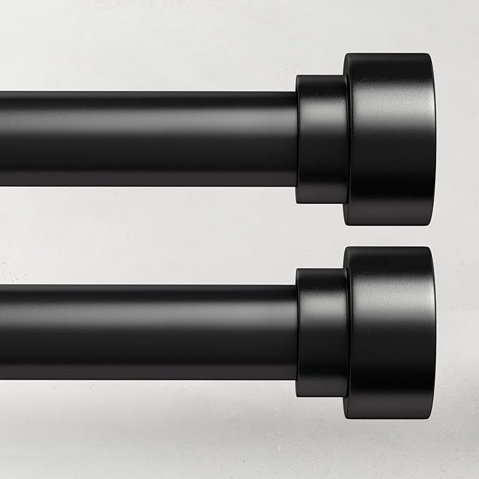 2 Pack Curtain Rods for Windows 66 to 120, 1 Inch Black Adjustable Heavy Duty Extra Long Curtain Rod with End Caps, Modern Indoor Outdoor Window Drapery Rods for Patio Bedroom, Size 32"-120" TimeForest