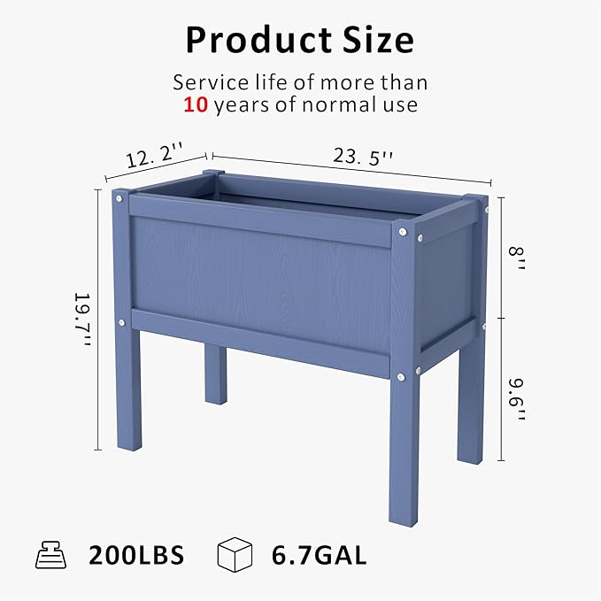 Raised Garden Bed with Drainage Hole Waterproof HDPE Elevated Planter Box with Legs Stable and Durable to Plant Herb Vegetable Flower,Patio,Balcony Outdoors/Indoors Navy KETOYARK
