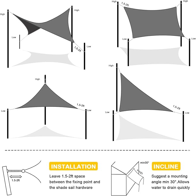 Artpuch Waterproof Sun Shade Sail, 10'x13' Dark Grey Rectangular, UV Resistant Rain Canopy, Curved Edges Shade Cloth for Outdoor Patio, Deck, Yard (Customizable) Artpuch