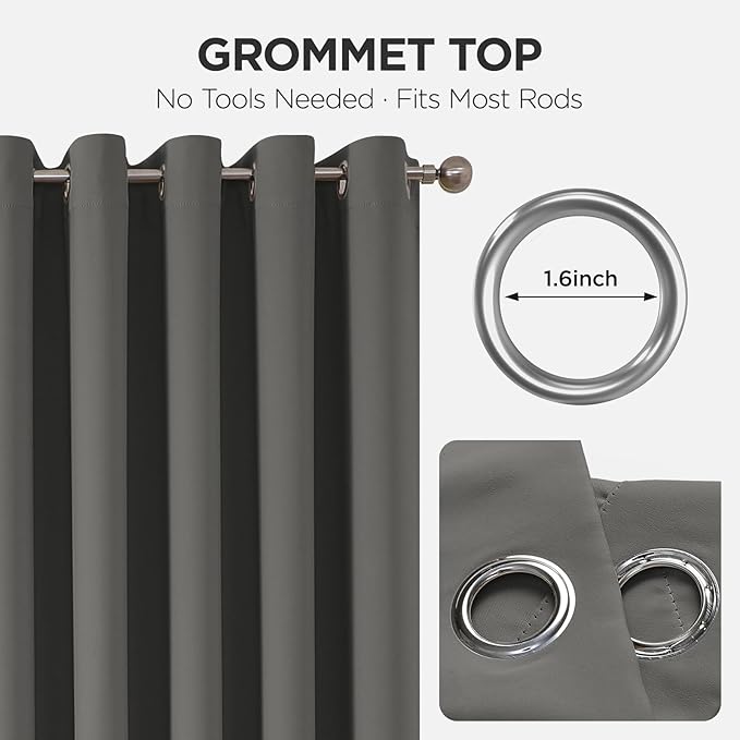 Joydeco Blackout Door Curtain for Doorway Privacy 90 Inches Long, Grommet Closet Curtain for Open Closet, Room Divider for Bedroom Living Room (Light Grey, 52Wx90L, 1 Panel) JOYDECO