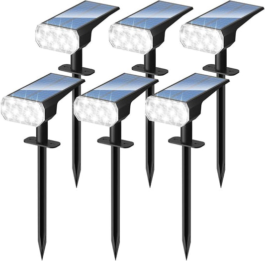 DINGLILIGHTING Solar Lights Outdoor Waterproof: IP65 Led Spot Light Decorations for Garden - 3 Lighting Modes Solar Powered for Yard - Dust to Dawn Uplighting Landscape Pathway Drive Patios 6PC White DINGLILIGHTING