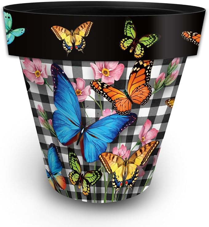 Briarwood Lane Checkered Butterflies Large Planter BriarwoodLane