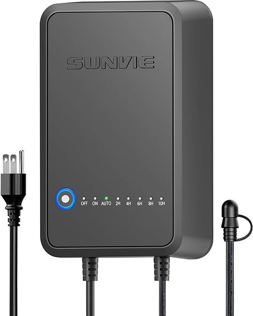 SUNVIE 100W Low Voltage Landscape Transformer Weatherproof Low Voltage Transformer with Photocell & Timer 120V AC to 12V DC Landscape Lighting Transformer for Outdoor Spotlights Path Lights Step Light SUNVIE