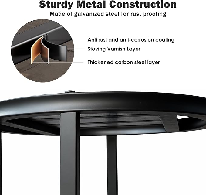 Plant Stand Indoor Outdoor,13 Inch Tall Metal Plant Stands Riser,Heavy Duty Wrought Iron Pedestal Holders for Large Flower Pot,Outside Rust-Proof Black Flower Display Shelf for Patio,1-Pack Hongsane