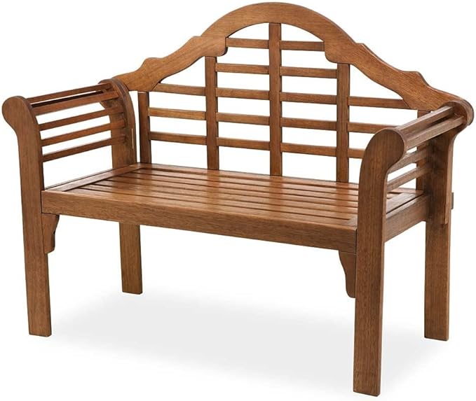 Plow & Hearth Weatherproof Lutyens Eucalyptus Wood Garden Bench | Foldable Patio Benches | Outdoor Furniture Seating for Porch Park Deck | Natural PlowHearth